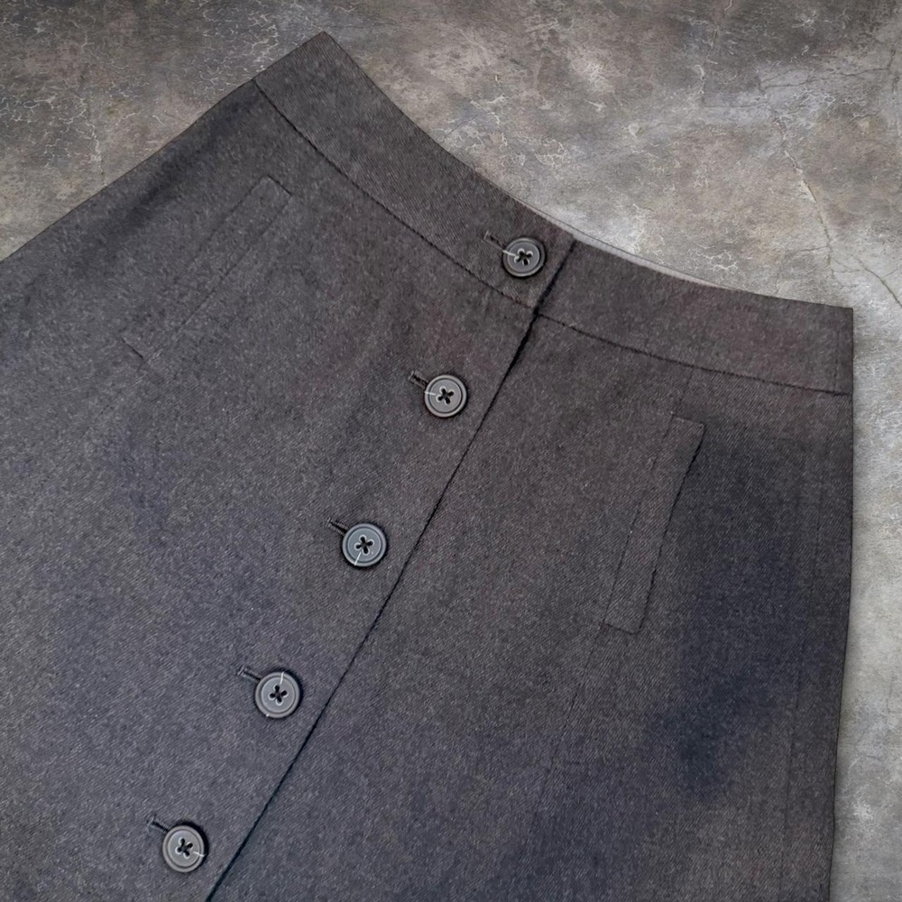 Banana Republic Grey Button Up Midi Skirt Women's Size 6P City Preppy Business